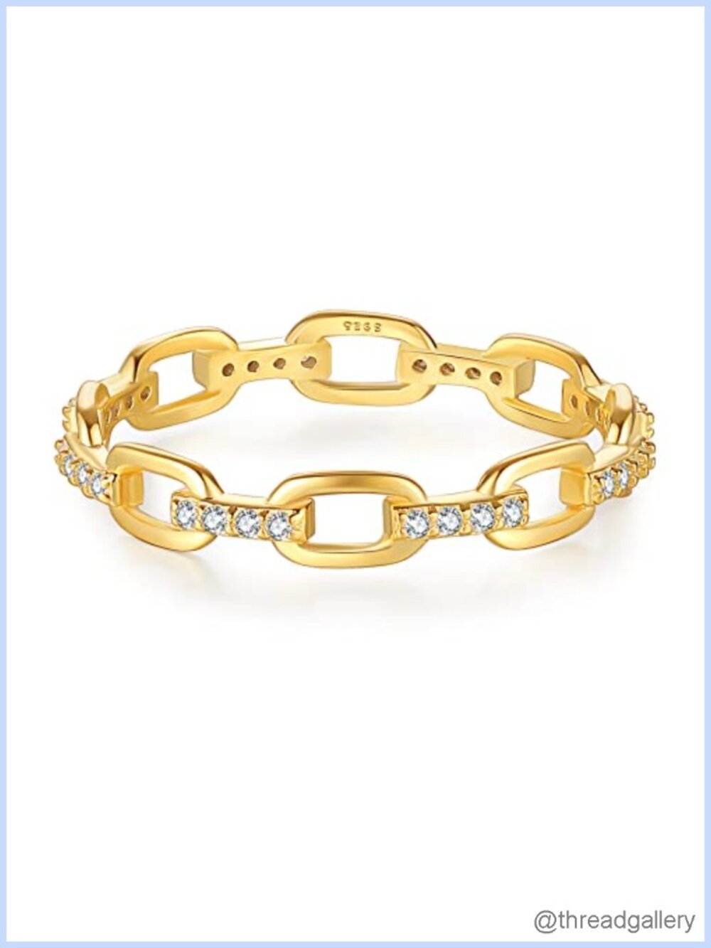 18K Gold Plated Sterling Silver Chain Link Ring Open Link Statement Ring